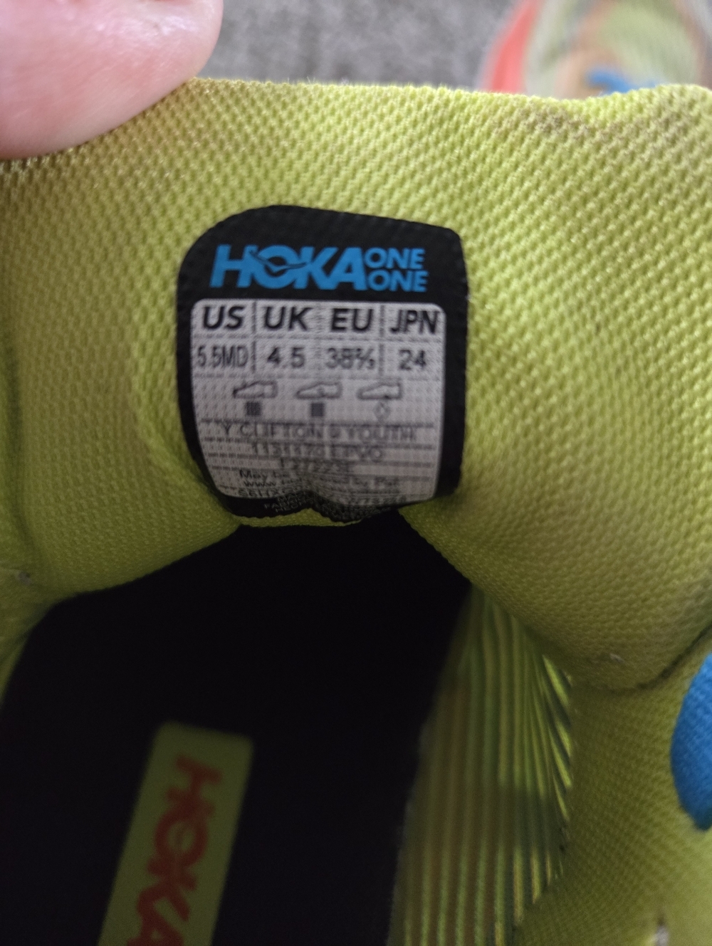 Hoka Kids Lime Green, Bright Blue & Orange Running Sneakers - Picture 6 of 6